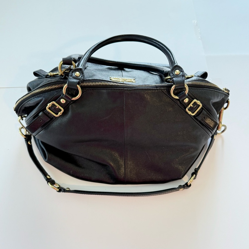 COACH | Coach Madison Sophia Black Leather Satchel Shoulder Bag w/ Red Lining - Picture 7 of 16